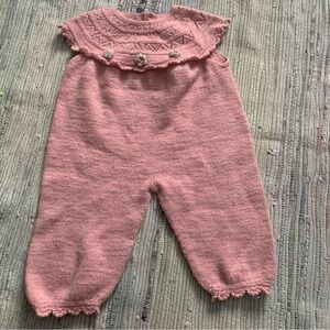 100% Merino Wool Knit Overall pink